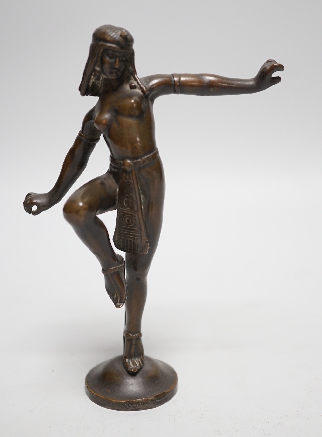 Dominique Alonzo, brown patinated bronze figure of an Egyptian Dancer, signed, c.f. Catley pg. 39 for a similar model, 15cm